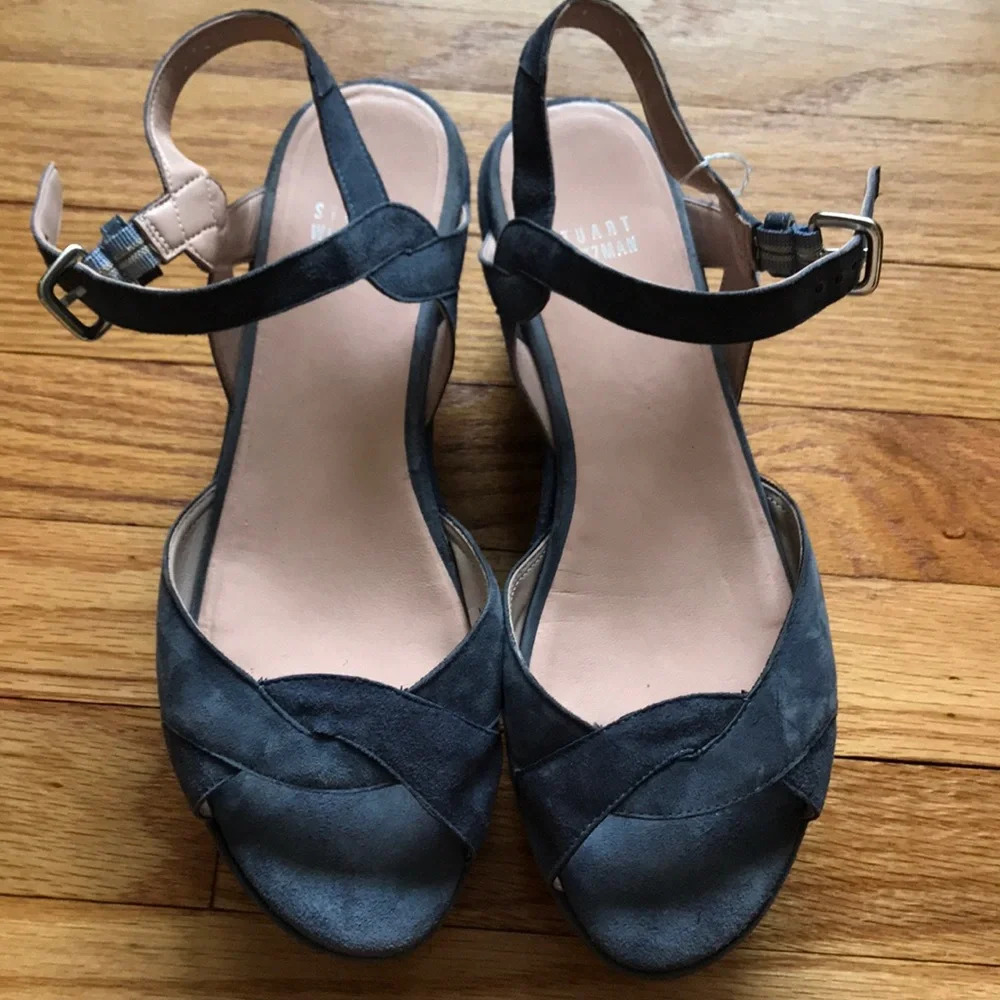 Stuart Weizmann Suede Leather vibrant Wedges Platforms Coastal Designer Luxury 8